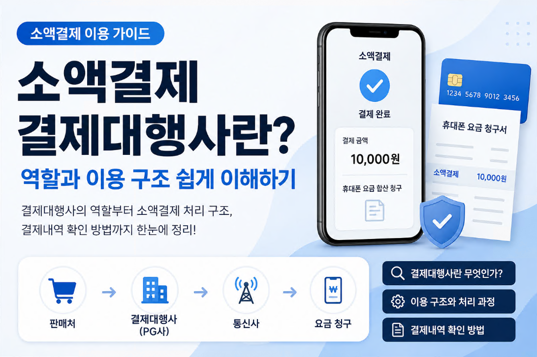 소액결제 결제대행사의 역할과 이용 구조를 설명하는 인포그래픽